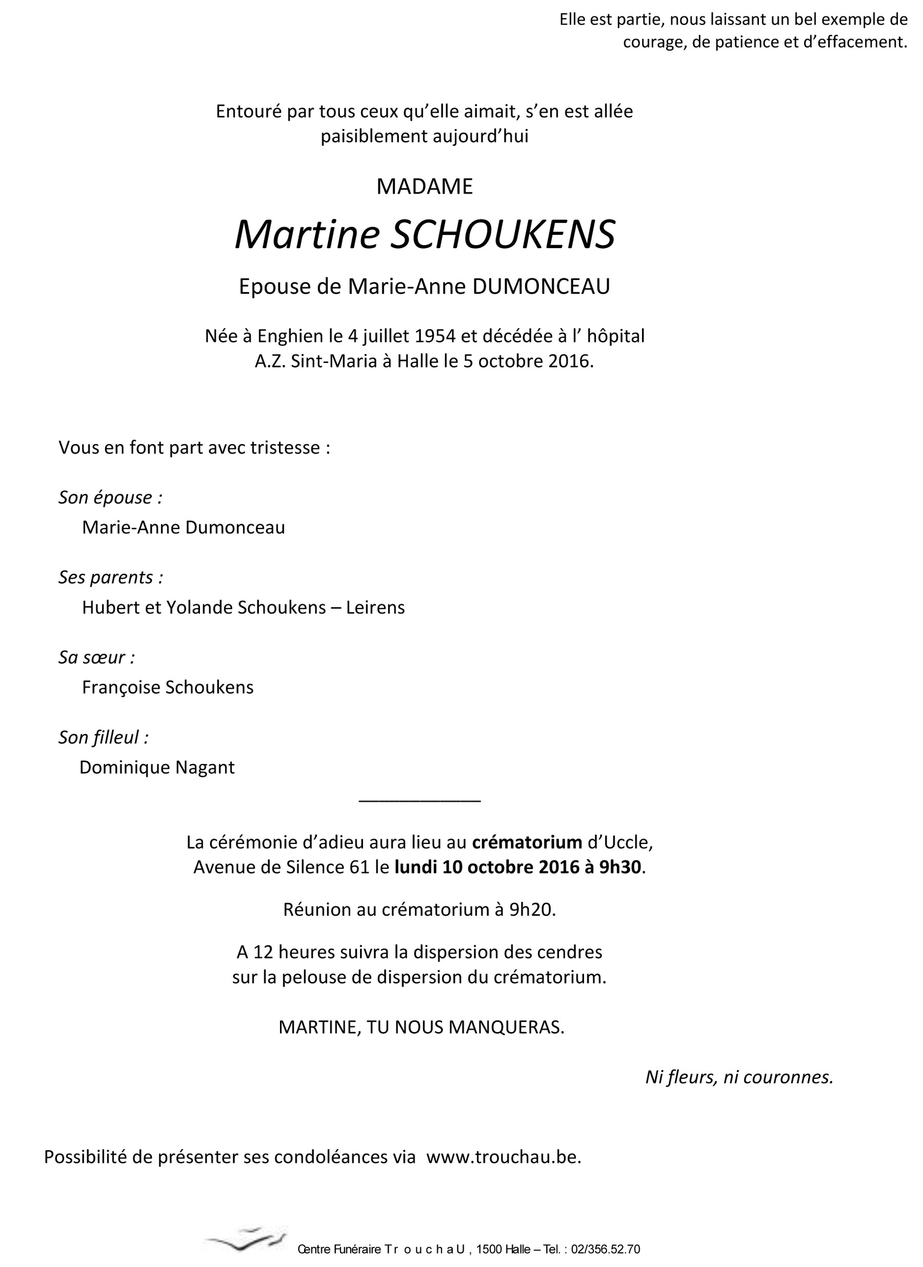 Martine Rouwbrief 2016
