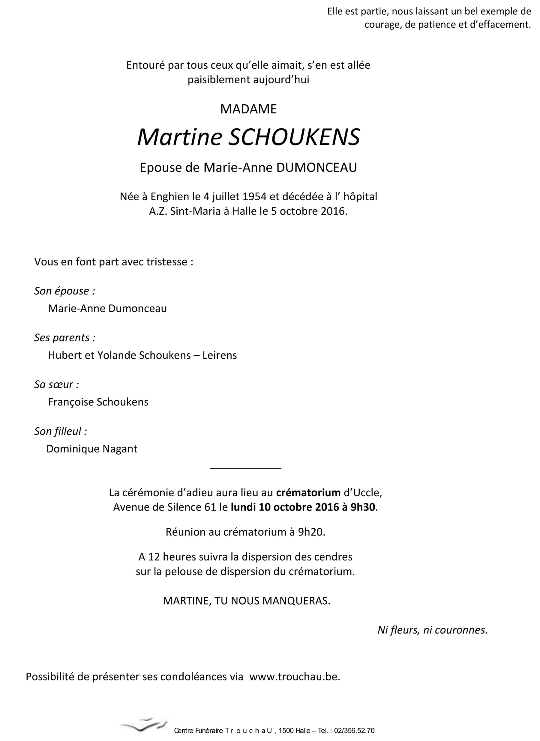 Martine Rouwbrief 2016